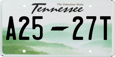 TN license plate A2527T