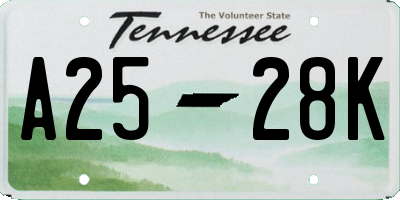 TN license plate A2528K
