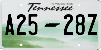 TN license plate A2528Z
