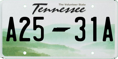 TN license plate A2531A