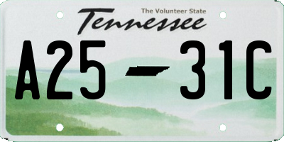 TN license plate A2531C