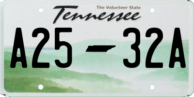 TN license plate A2532A