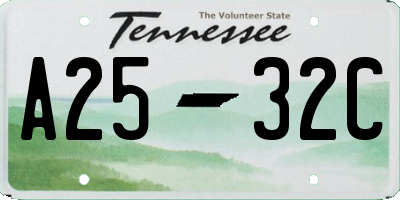 TN license plate A2532C
