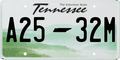 TN license plate A2532M