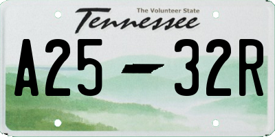 TN license plate A2532R