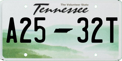 TN license plate A2532T