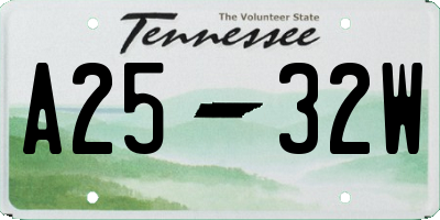 TN license plate A2532W
