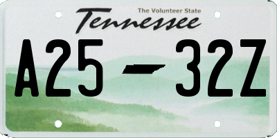 TN license plate A2532Z