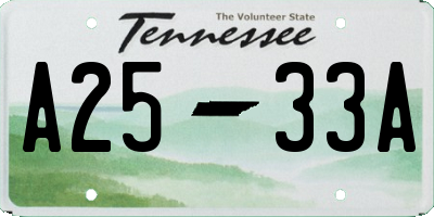 TN license plate A2533A
