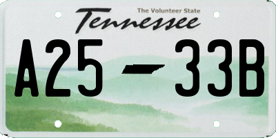 TN license plate A2533B