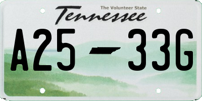 TN license plate A2533G