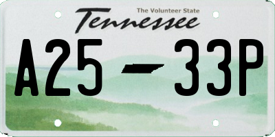 TN license plate A2533P
