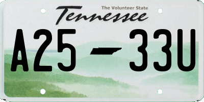 TN license plate A2533U