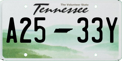 TN license plate A2533Y