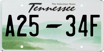 TN license plate A2534F