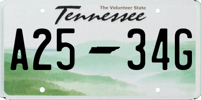 TN license plate A2534G