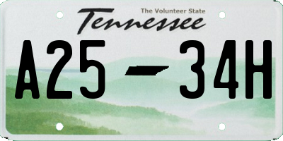 TN license plate A2534H