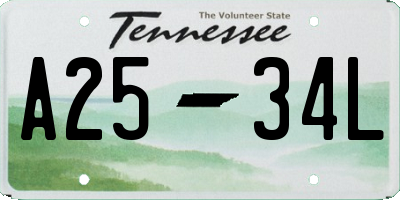 TN license plate A2534L