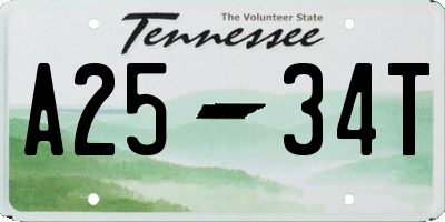 TN license plate A2534T