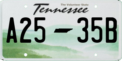 TN license plate A2535B