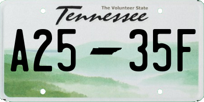TN license plate A2535F
