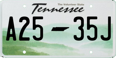 TN license plate A2535J