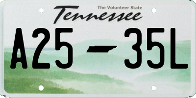 TN license plate A2535L