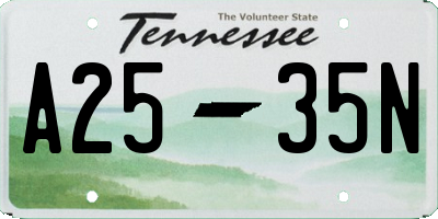 TN license plate A2535N