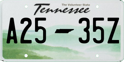 TN license plate A2535Z