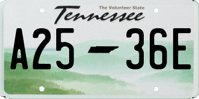 TN license plate A2536E