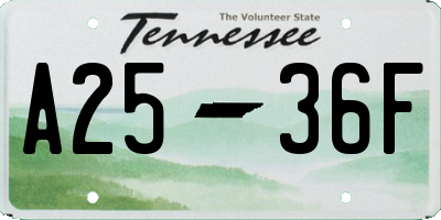 TN license plate A2536F