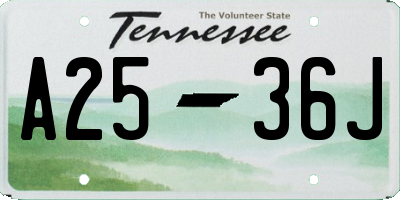 TN license plate A2536J