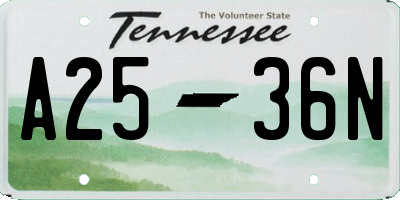 TN license plate A2536N