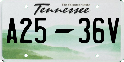 TN license plate A2536V
