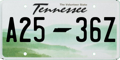 TN license plate A2536Z