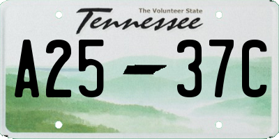 TN license plate A2537C