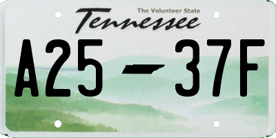 TN license plate A2537F