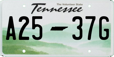 TN license plate A2537G