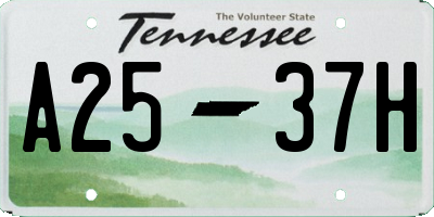 TN license plate A2537H