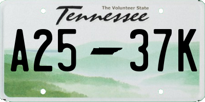 TN license plate A2537K