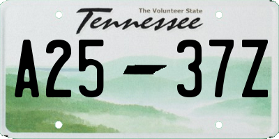 TN license plate A2537Z