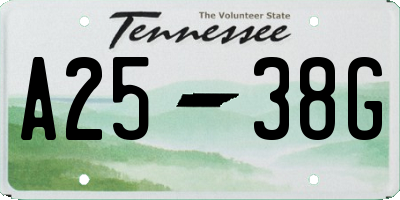 TN license plate A2538G