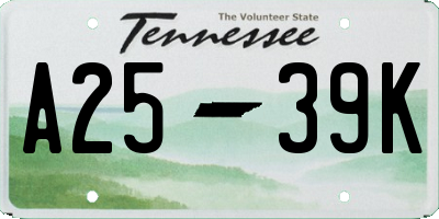 TN license plate A2539K