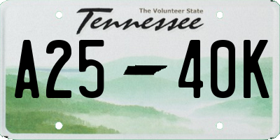 TN license plate A2540K