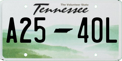 TN license plate A2540L