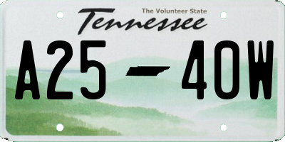 TN license plate A2540W
