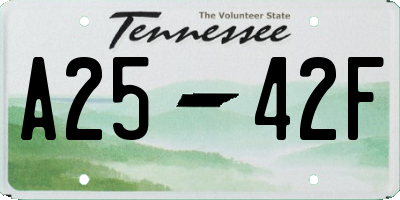 TN license plate A2542F
