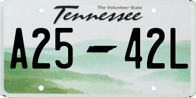 TN license plate A2542L