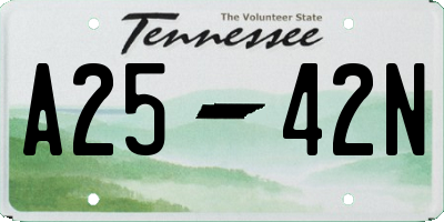 TN license plate A2542N