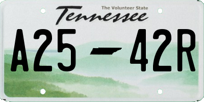 TN license plate A2542R